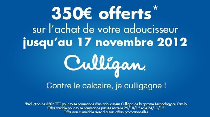 Du 14 au 17 novembre 2012 : Journées Portes Ouvertes dans votre Boutique de l’Eau Culligan