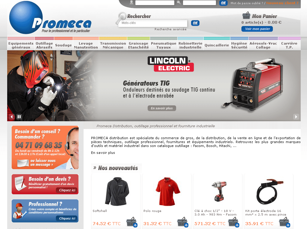 Outillage au meilleur prix pour professionnels et particuliers chez Promeca