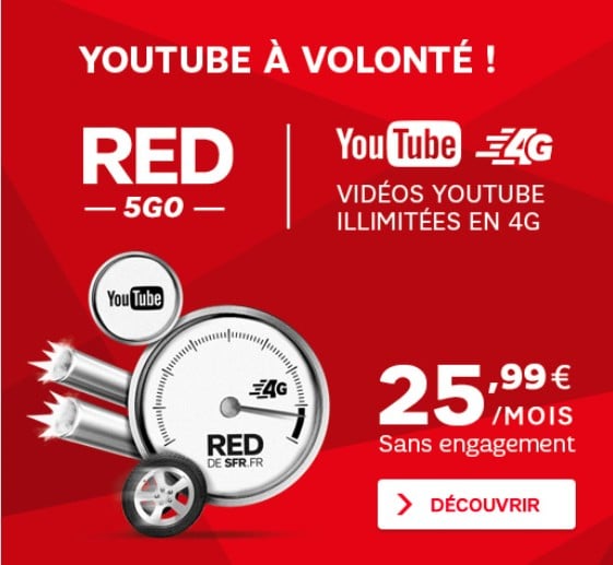 SFR lance son forfait avec Youtube en illimité